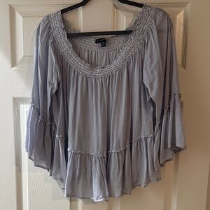 American Eagle Outfitters Light Blue Ruffled Blouse